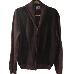 Hickey Freeman 100% Merino Wool and Suede Cardigan Sweater - sz M